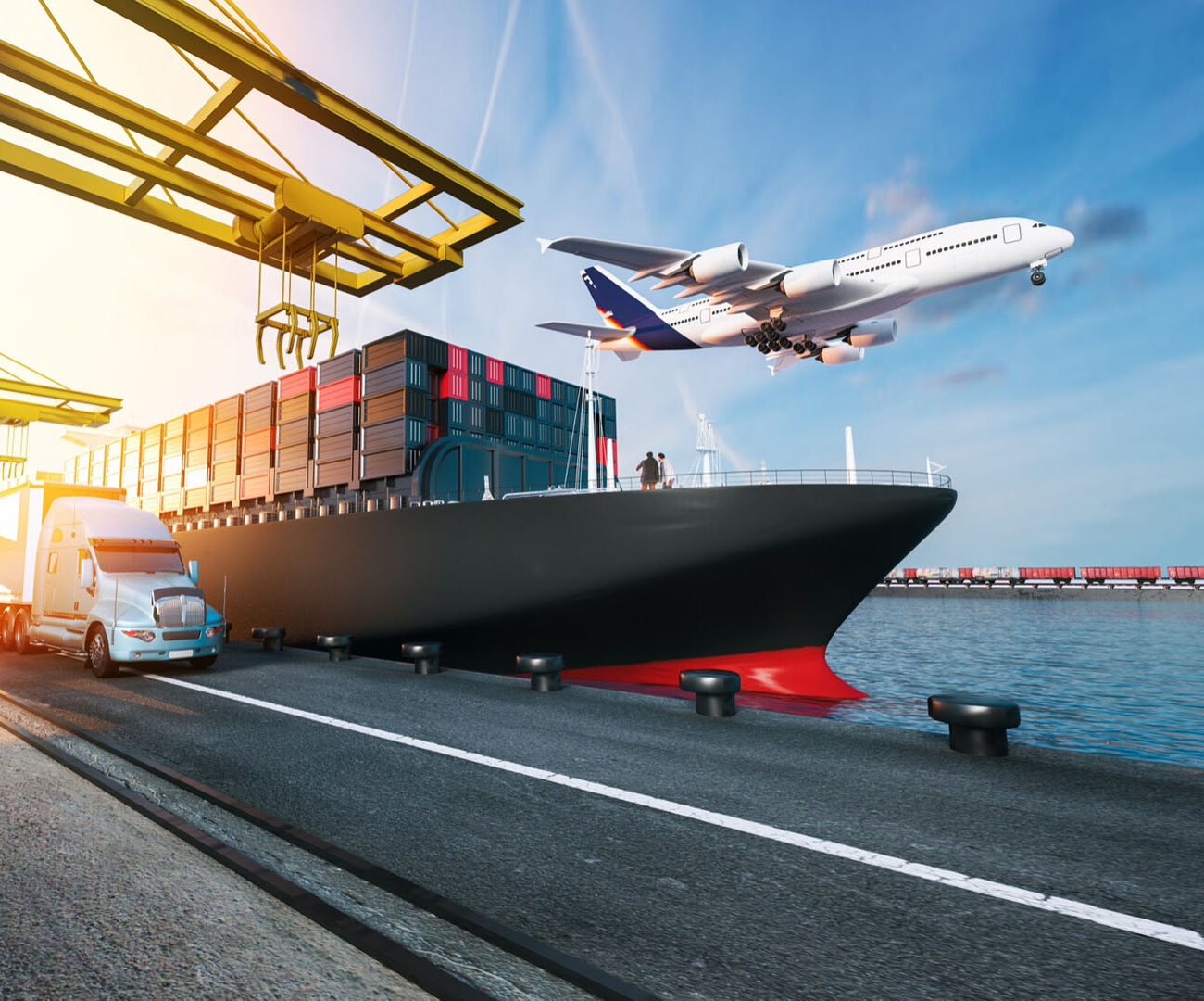 plane trucks are flying