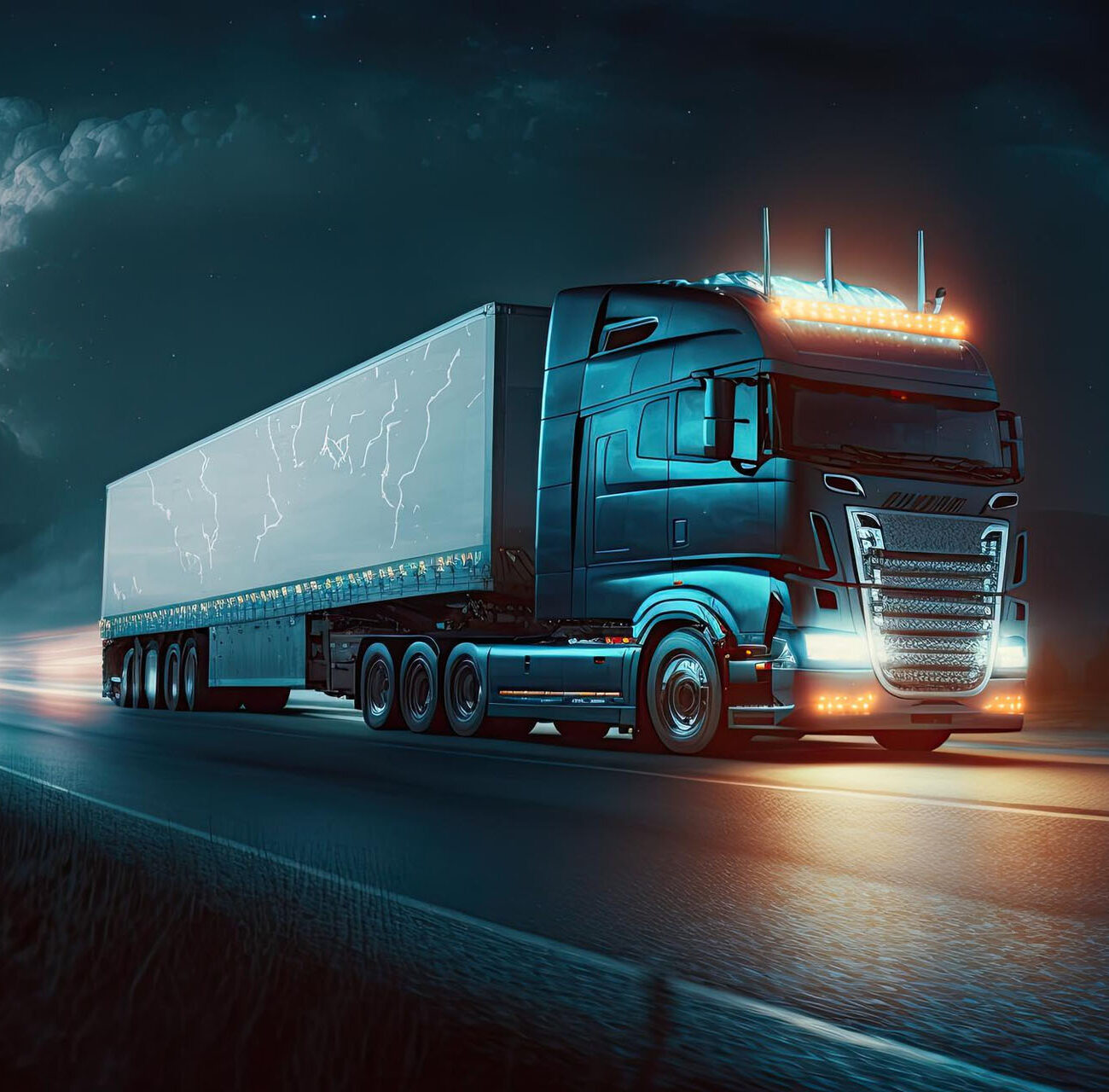 truck with white trailer that says scania side